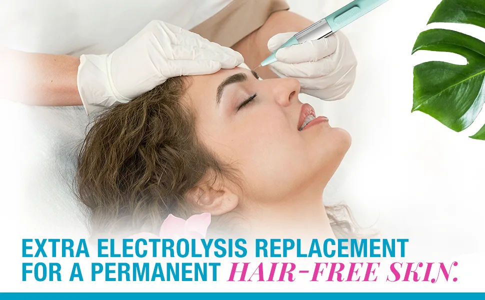 Clean + Easy Non-Laser Personal Electrolysis Device - Permanent Hair Removal for Face and Body, Battery Operated, Painless and Convenient Home Treatment - Clean + Easy Non-Laser Electrolysis Replacement Tips for Face & Body, 2-Pack