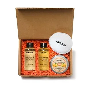 CLARK'S Cutting Board Care Gift Set - Cutting Board Soap, Oil, Wax, and Buffing Pad. Enriched with Orange & Lemon Oils. Small Sizes for a Big Impact! - Clark