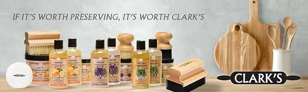 CLARK'S Cutting Board Care Gift Set - Cutting Board Soap, Oil, Wax, and Buffing Pad. Enriched with Orange & Lemon Oils. Small Sizes for a Big Impact! - Clark Cutting Board Oil