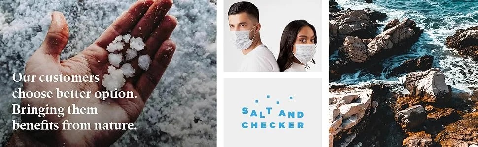 SALT AND CHECKER Breathable & Soft Disposable 4-Ply Face Masks with Adriatic Sea Salt Pack of 3 - product information 2