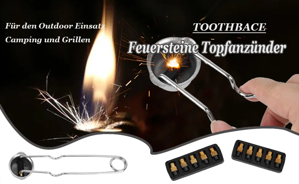 SelWatty Flint Spark Torch Igniter 1Pc Flints Spark Lighter Nickel-Plated Round Head Steel with 10Pcs Igniter Flints for Welding Brazing Life Saving Equipment - welding, brazing