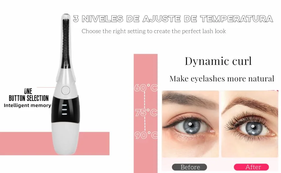 Heated Eyelash Curler 3 Gears Adjustable Temperature USB Charging Digital Display Quick Heating Travel Eyelash Curler for All Eyes - Electric Eyelash Curlers