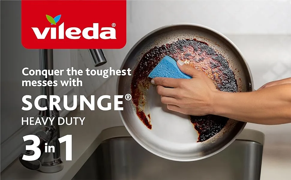 Vileda Scrunge Heavy Duty Scrub Sponge (Pack of 2) - scrunge