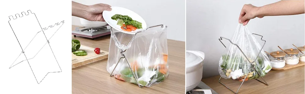 Trash Bags Holder Stand Outdoors Portable Trash Bag Rack Folding Garbage Holder Stand for Camping Picnic BBQ Camping Recycling Suitable in Bedroom Kitchen - B091V5MC65 ?????