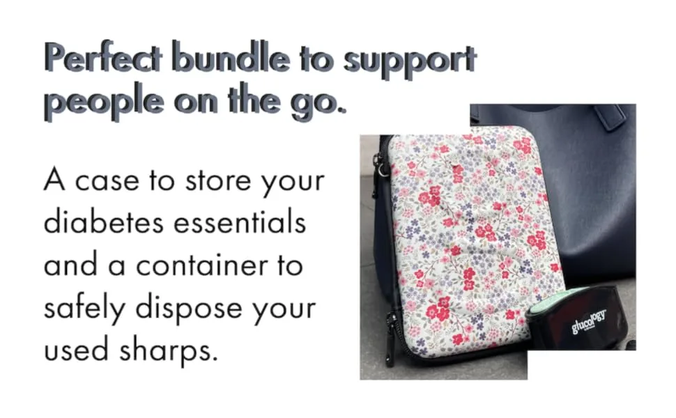 Glucology Plus Diabetes Travel Essentials - Diabetes Plus Case and 3 Pack of Pocket needle bins (Cactus Plus Case) - perfect bundle diabetes