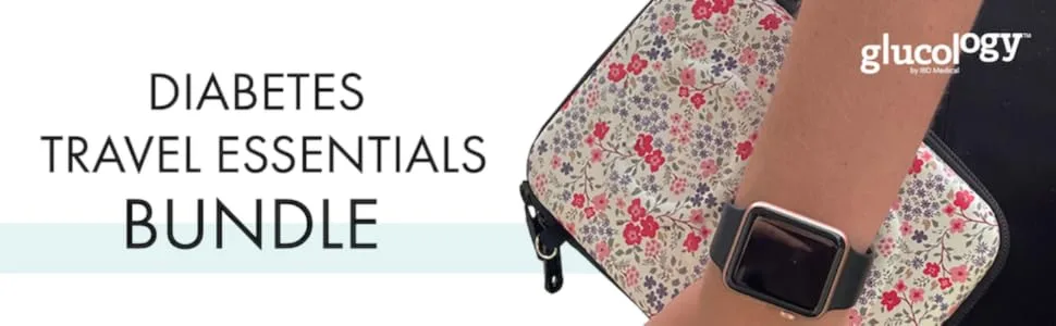 Glucology Plus Diabetes Travel Essentials - Diabetes Plus Case and 3 Pack of Pocket needle bins (Cactus Plus Case) - travel essentials