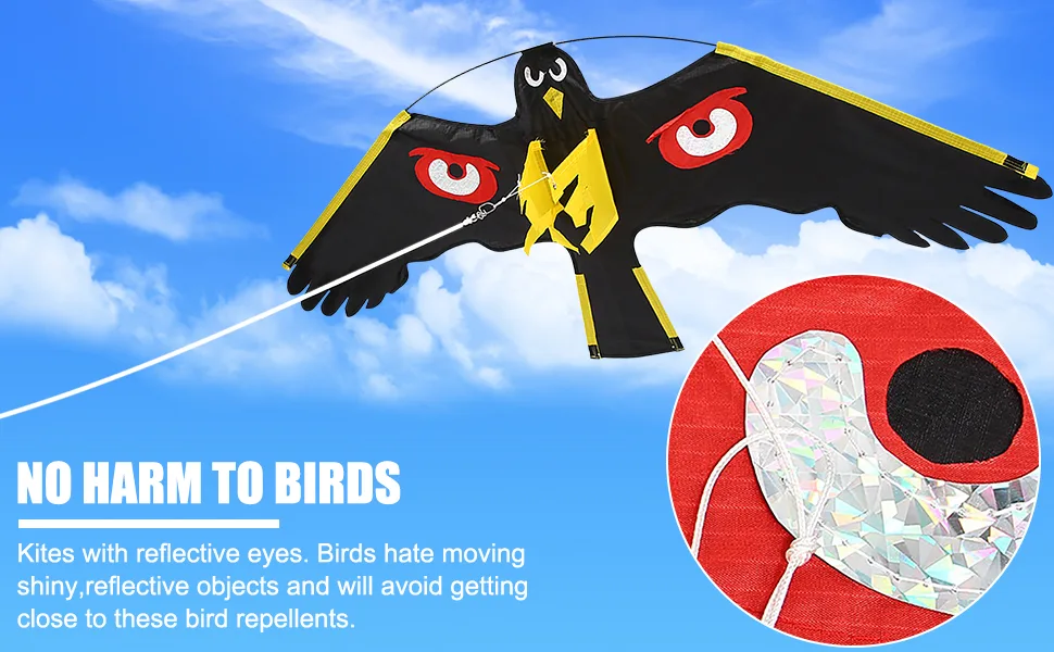 Extendable Bird Repeller Scarer Flying Hawk Kite Kit Repeller with 7m Telescopic Pole Widely Used in Backyard Lawn and Farm Garden Scarecrow Yard - Extendable Bird Repeller