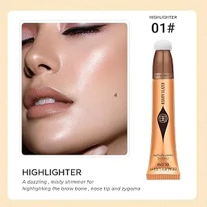 Highlighter Makeup Liquid - Waterproof Face Contouring Highlighter Wand | Brighten Makeup for Face Attached Easy to Blend Smooth Natural Matte Finish Frifer Highlighter 1# - Dries Quickly