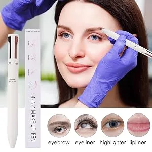 4 in 1 Makeup - Multi-Use Portable Brow | Contour Smooth to Glide and Compact for Travel Comes with Eyeliner Brow Lipliner and Highlighter Frifer White - Convenient to Use
