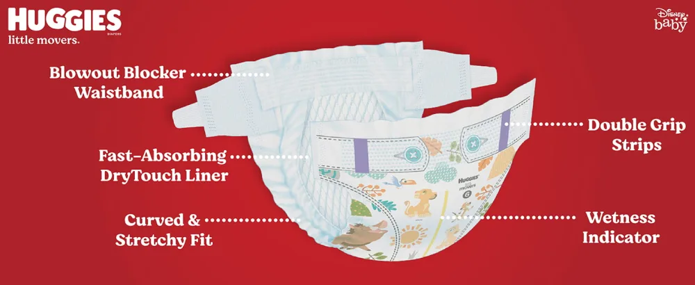 Huggies Little Movers Baby Diapers Size 4 Mega Colossal 120 Ct Size 4 (120 Count) - Huggies Little Movers
