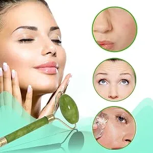 Jade Face Roller - Smooth Roller for Face Face Massager Facial Beauty Tools Face Roller Muscle Relaxing Natural Stone Facial Massager Skin Roller Set Frifer - Reduce Facial Swelling