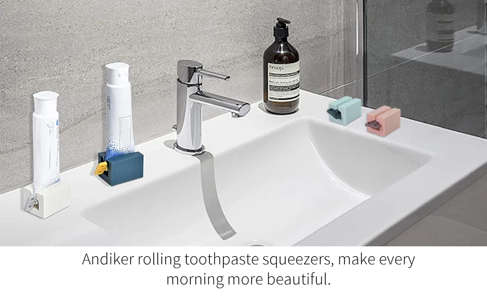Andiker Rolling Toothpaste Squeezer Dispenser for Bathroom Eco-Friendly Toothpaste Tube Holder for Bathroom Saves Toothpaste Creams & More (Blue 2pcs) - rolling toothpaste squeezers