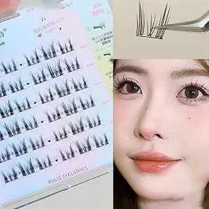 Frifer Glue Lashes Press On Lashes - Glueless Lashes Press and Go | DIY Eyelash Extensions Kit Long-Lasting Natural DIY Lash Extensions for 3D Natural Eye Makeup Nature - Invative Convenience