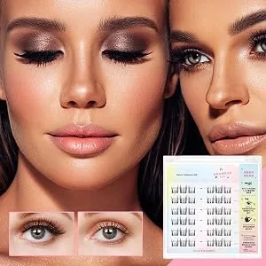Frifer Glue Lashes Press On Lashes - Glueless Lashes Press and Go | DIY Eyelash Extensions Kit Long-Lasting Natural DIY Lash Extensions for 3D Natural Eye Makeup Nature - Ultra-Comfortable Wear