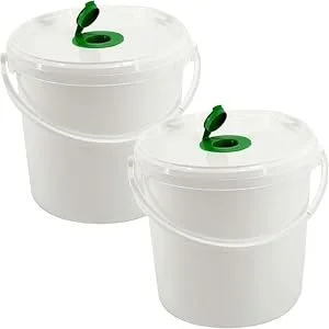 Plastic Utility Bucket with 800 Dry Wipes x 2 Add Your Own Solution - Buckets 2