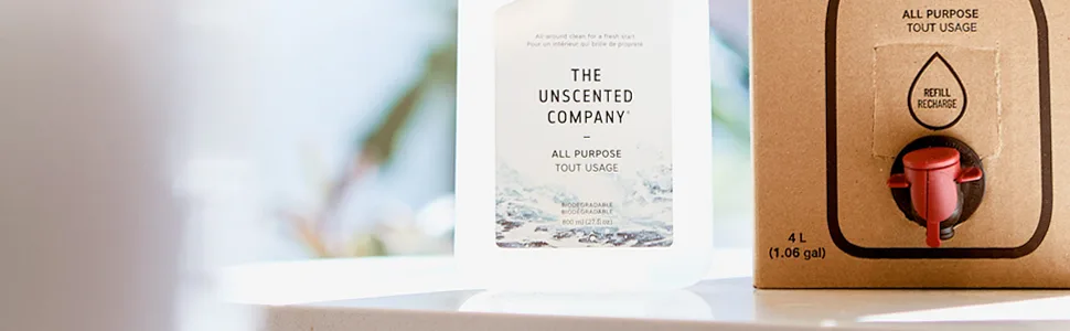 The Unscented Company All Purpose cleaner Bottle 800 ml + All Purpose Refill Box 4L Biodegradable Fragrance Dye and Phosphate Free Unscented Home Care - All purpose