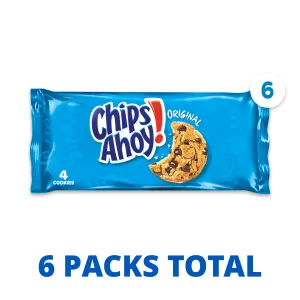CHIPS AHOY! Original Chocolate Chip Cookies, 6 Total Snack Packs (4 Cookies Per Pack) 24 Count (Pack of 1) - image