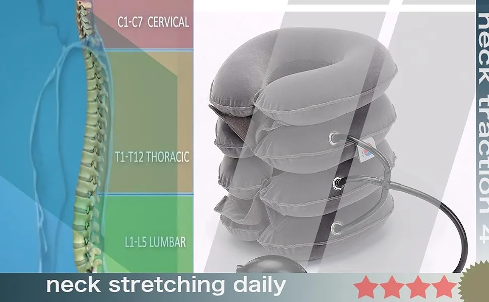 ChiFit Neck Traction - 4 Layer Cervical Neck Traction Device - Neck Massager & Collar - Neck & Shoulder Pain Relief - Cervical Collar for Travel/Home Improved Spine Alignment Grey - neck stretcher for pain relief