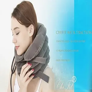 ChiFit Neck Traction - 4 Layer Cervical Neck Traction Device - Neck Massager & Collar - Neck & Shoulder Pain Relief - Cervical Collar for Travel/Home Improved Spine Alignment Grey - What we difference