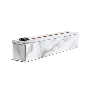 ChicWrap Marble Refillable Plastic Wrap Dispenser with 250' of Professional BPA Free Plastic Wrap - Reusable Dispenser with Slide Cutter - ChicWrap Foil plastic wrap dispenser kitchen food aluminum foil dispenser roll refill parchment