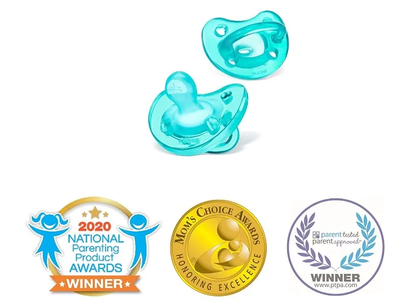Chicco PhysioForma 100% Soft Silicone One Piece Pacifier for Babies 0-6 Months, Pink, Orthodontic Nipple, BPA-Free, 2-count in Sterilizing Case 0 - 6 months Pink - awards