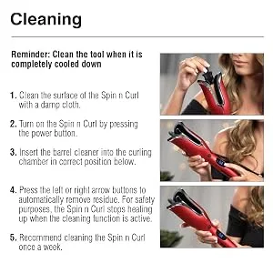 CHI Spin N Curl Ceramic Rotating Curling Iron | 1.25 Curling Iron | Ideal for Shoulder-Length Hair Between 6-16" | Include Cleaning Tool | Matte Black Black 1 Count (Pack of 1) - Spin N Curl, Hair, Wand, Curling, Iron