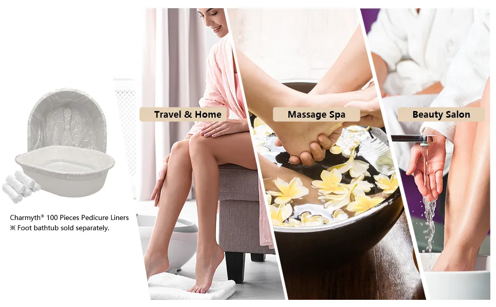 Charmyth Pedi Guard Bath Liners M, Disposable Pedicure Liners, Spa Footsie Clear Pedi Guard Bath Liners for Foot Bath/Spa/Massage Thick Elastic (100PCS/M) 100 Count (Pack of 1) - product information 6
