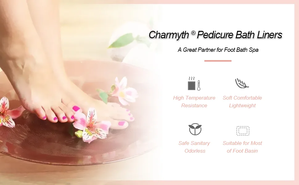 Charmyth Pedi Guard Bath Liners M, Disposable Pedicure Liners, Spa Footsie Clear Pedi Guard Bath Liners for Foot Bath/Spa/Massage Thick Elastic (100PCS/M) 100 Count (Pack of 1) - Liners-1