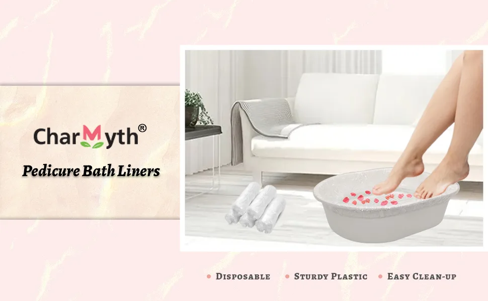 Charmyth Pedi Guard Bath Liners M, Disposable Pedicure Liners, Spa Footsie Clear Pedi Guard Bath Liners for Foot Bath/Spa/Massage Thick Elastic (100PCS/M) 100 Count (Pack of 1) - Liners-2