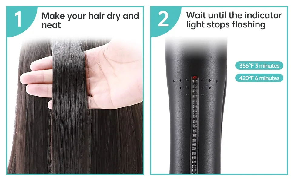 Charites Automatic Hair Crimper Iron for Women, Automatic Crimping Hair Iron for Texture and Volume with Rotating Ceramic Coated Rippled Barrels (Black) - Instruction 1 - automatic hair crimper