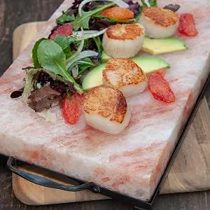 Charcoal Companion CC6064 Himalayan Salt Plate & Holder Set, 12" x 8" x 1.5", Black standard - conversation piece