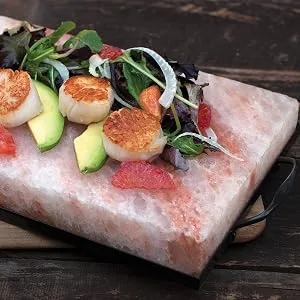 Charcoal Companion CC6064 Himalayan Salt Plate & Holder Set, 12" x 8" x 1.5", Black standard - salt block