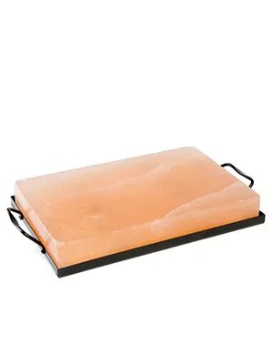 Charcoal Companion CC6064 Himalayan Salt Plate & Holder Set, 12" x 8" x 1.5", Black standard - salt plate
