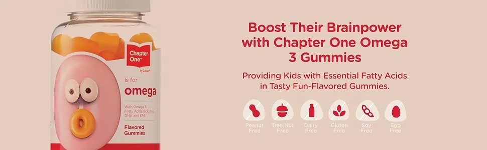 Chapter One Omega Gummies, Chewable Omega 3 Gummies for Kids, Kosher, 60 Flavored Gummies 60 Count (Pack of 1) - Banner 2