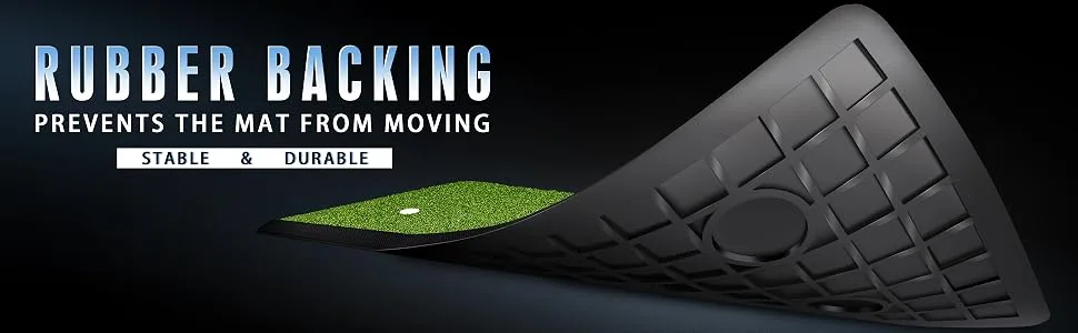 CHAMPKEY Premium Synthetic Turf Golf Hitting Mat | Heavy Duty Rubber Base Golf Practice Mat | Come with 1 Rubber Tee and 9 Plastic Tees M(13" x 17") LITE Version - product information 4