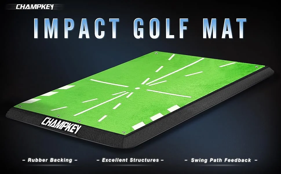 CHAMPKEY Premium Golf Impact Mat 1.0 Edition | Analysis Swing Path and Correct Hitting Posture Golf Practice Mat | Advanced Guide and Rubber Backing Golf Hitting Mat M(13" x 17") - product information 1