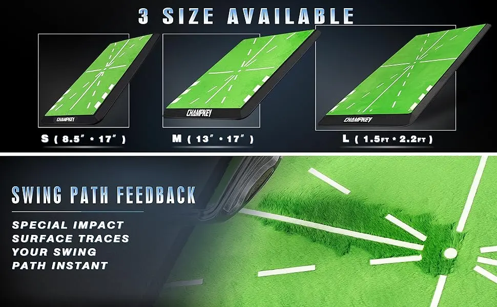 CHAMPKEY Premium Golf Impact Mat 1.0 Edition | Analysis Swing Path and Correct Hitting Posture Golf Practice Mat | Advanced Guide and Rubber Backing Golf Hitting Mat M(13" x 17") - product information 2