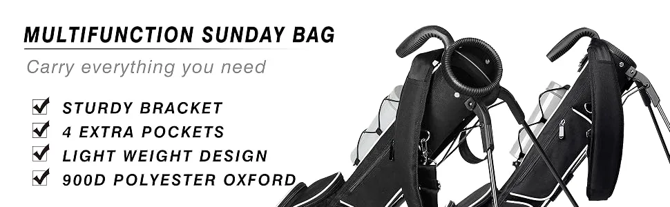 CHAMPKEY Lightweight Golf Stand Bag | Professional Pitch Golf Bag Ideal for The Driving Range, Par 3 and Executive Courses (Golf Stand Bag) - product information 2