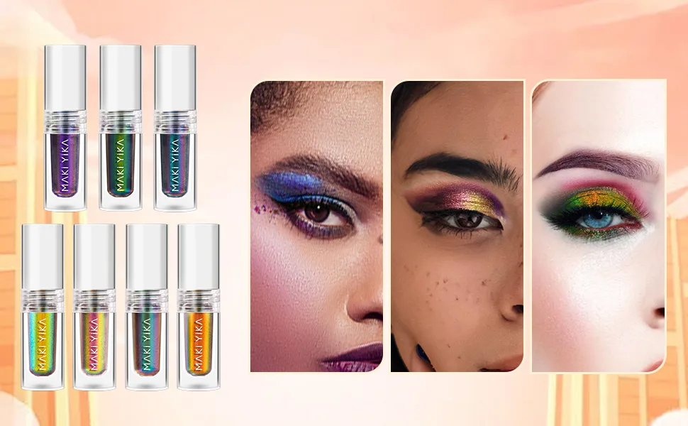 Chameleon Liquid Eyeshadow,Metallic Eyeshadow Liquid Intense MultiColor Shifting, Sparkling,Multichrome Eye Shadow Glitter High Pigment Longer-Lasting With No Creasing,Quick-Drying Makeup (#2 Peacock) - duochrome eyeshadow