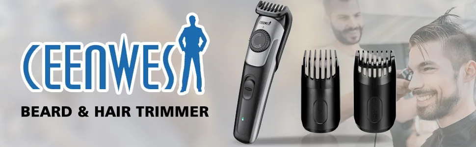 Ceenwes Beard Trimmer & Beard Trimmer for Men Hair Clipper 2 Combs Cleaning Brush Power Adapter Oli Bottle Length Settings with Precision Dial USB Charging - product information 2