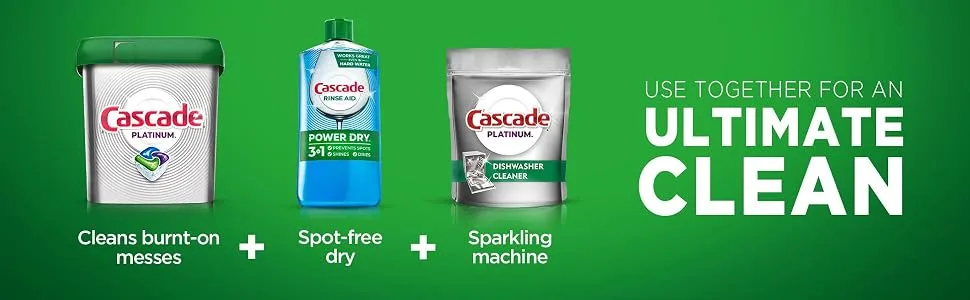 Cascade Power Dry Dishwasher Rinse Aid, 16 Fl Oz (2 Pack) Unscented 16 Fl Oz (Pack of 2) - Cascade Rinse Aid