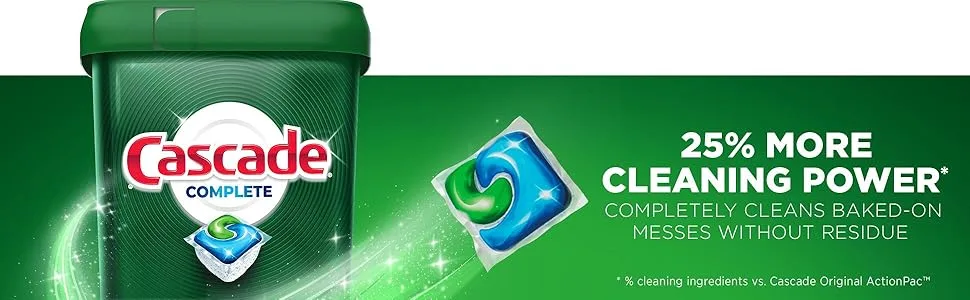 Cascade Complete Dishwasher Pods, Actionpacs Dishwasher Detergent, Lemon Scent, 78 Count Lemon 78 Count (Pack of 1) - Cascade Compelete