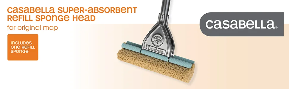 Casabella Refill for Original Mop (Replacement for Item 50007 and 5008), Brown - 51000 - casabella sponge head mop brush cleaning
