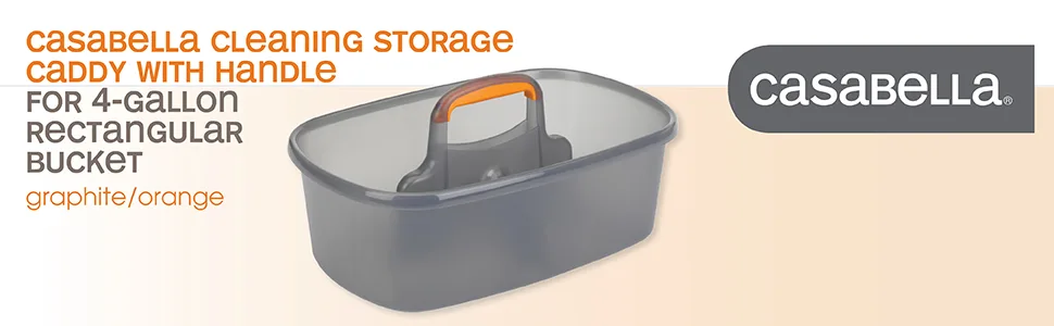 Casabella Plastic Multipurpose Cleaning Storage Caddy with Handle, 1.85 Gallon, Gray and Orange Caddy Gray and Orange - cleaning storage caddy cleaning supplies cleaning casabella