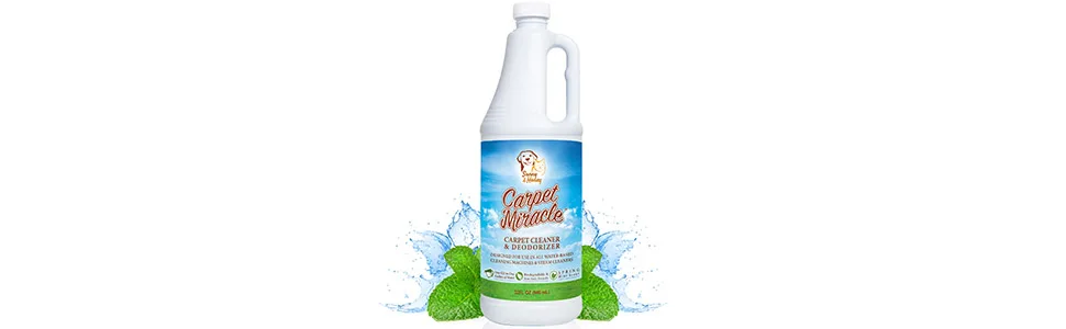 Carpet Miracle - Carpet Cleaner Shampoo Solution for Machine Use, Deep Stain Remover and Odor Deodorizing Formula, Use On Rug Car Upholstery and Carpets (32FL OZ) - carpet miracle sunny honey cleaner solution dog cat rug car upholstery cleaning stain remover