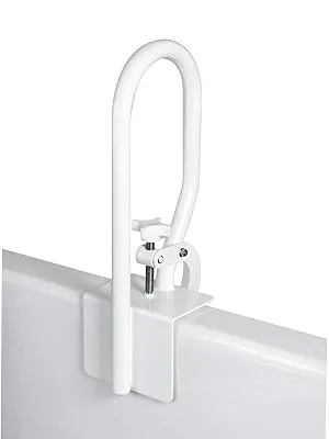 Carex White Bathtub Rail - Grab Bars for Bathroom, Bathtubs & Showers - Side Hand Grip Railing & Support - Shower Handle & Bath Tub Bar Clamps for Seniors & Elderly - white bath rail