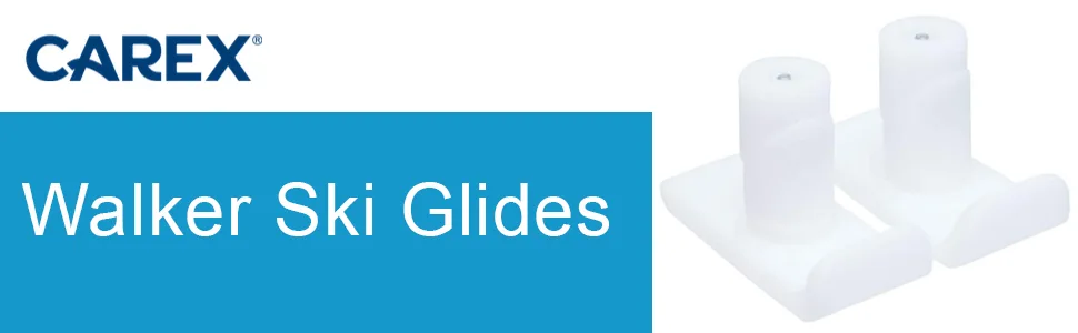 Carex Walker Glides - Universal Walker Skis Glides - Skis for Walkers, Fits Most Walkers, Includes 1 Pair(2 Glides), 1 1/8 Inch - WALKER SKI GLIDES