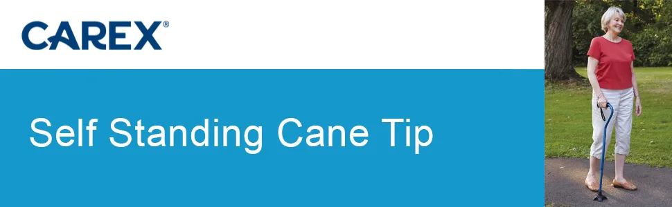 Carex Health Brands Self Standing Sturdy Non-Slip Rubber, Stabilizing Four Pronged Cane Tip, Quad Cane Base Won't Scuff Floors, Adds Stability to Your Walking, Black, 1 Count (Pack of 1) - SELF STANDING CANE TIP
