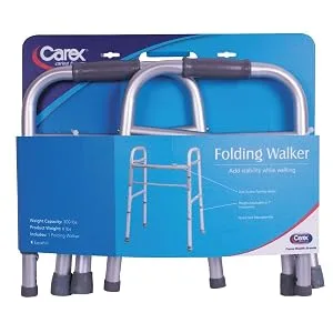 Carex Folding Walker for Seniors, Adult Walker, Portable Medical Walker with Adjustable Height, 30-37 Inches - folding walker