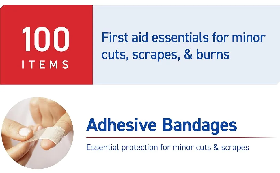 Care Science First Aid Kit, 100 Pieces | Professional Use for Travel, Work, School, Home, Car, Survival, Camping, Hiking, and More - 100pc quantity